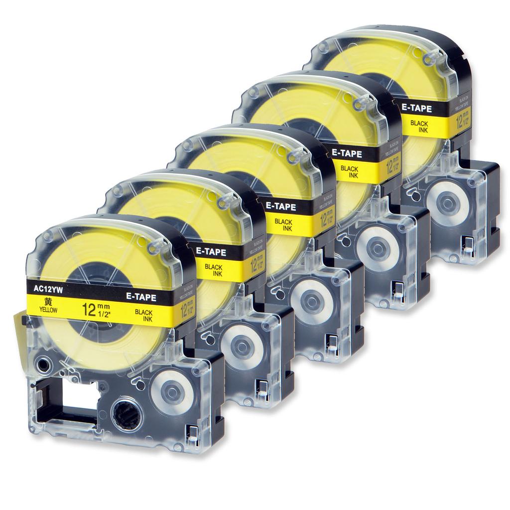 3/5/10PK 12mm Standard Label Tapes Compatible for EPSON LW-400 LK-4WBN SS12KW SS18KW Label Ribbon for KingJim SR230C Label Maker