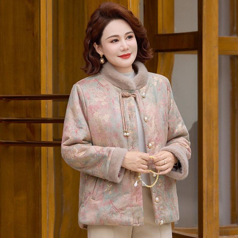 

Новая пряжка на пуговицах, утолщенная хлопковая одежда, женская хлопковая куртка, теплая хлопковая куртка средней длины для женщин 5XL [Recommended 150-80kg]