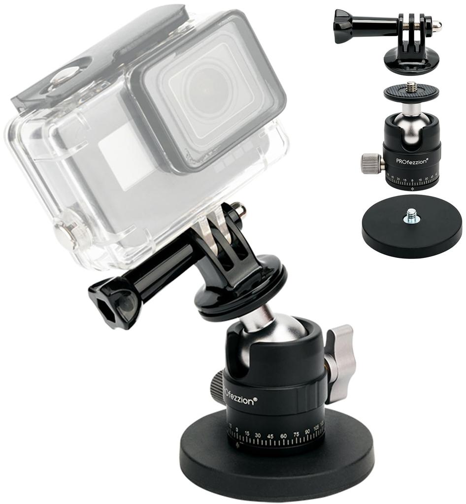 PROfezzion Magnetic Camera Stand Stand Tripod Head GoPro Magnetic Compatible with GoPro Hero Insta360 Ace Pro DJI Osmo Action Action Olympus Tough and