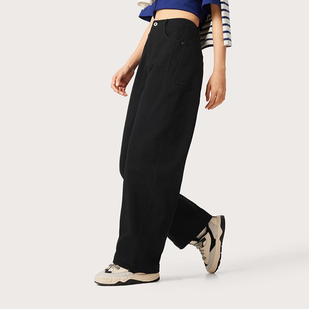 Li-Ning Weekend Youth Simple Solid Color Straight Casual Pants Women bottoms Black AKXV298-3