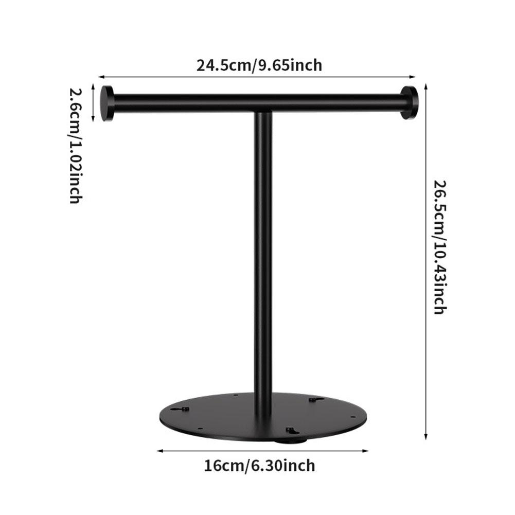 Soporte de Pie en Forma de T Negro para Toallas de Mano para Baño Encimera de Cocina Estante Organizador de Almacenamiento de Joyería de Acero al Carbono