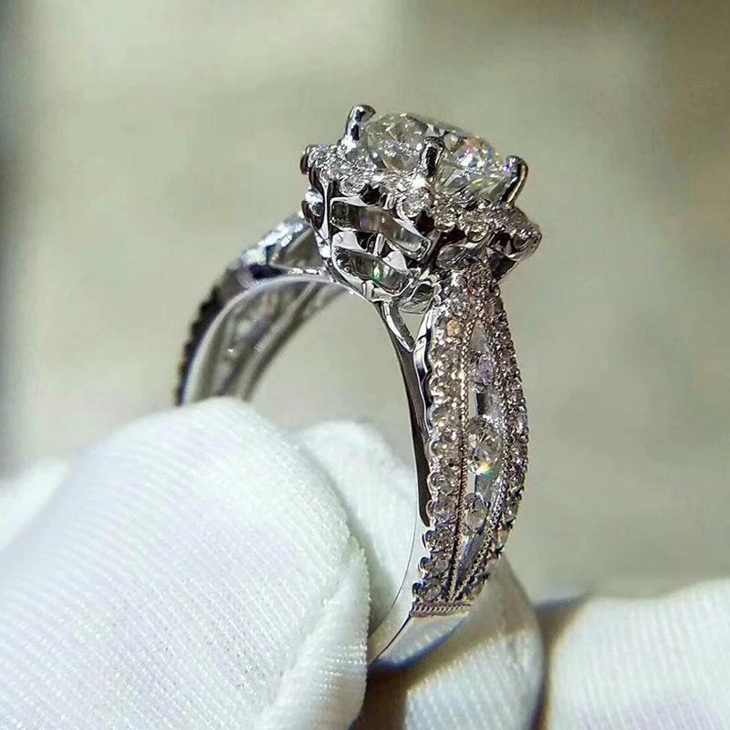 Lindon Classic Copper Alloy Zircon Ring Ladies Jewelry Wedding Promise Party Gift
