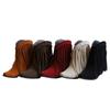 Large size autumn and winter  boots fringed small square head short boots bare boots