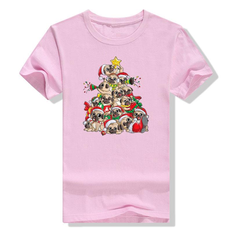 Cute Pug Christmas Costume Santa Hat Ugly Tree Dog Santa Xmas Classic T-Shirt Gifts Animal Printed Basics Graphic Tee Y2k Tops