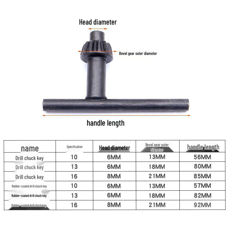 Klíč na sklíčidlo ruční vrtačky - Příslušenství pro elektrické nářadí pro pistolovou vrtačku (10 mm, 13 mm, 16 mm)