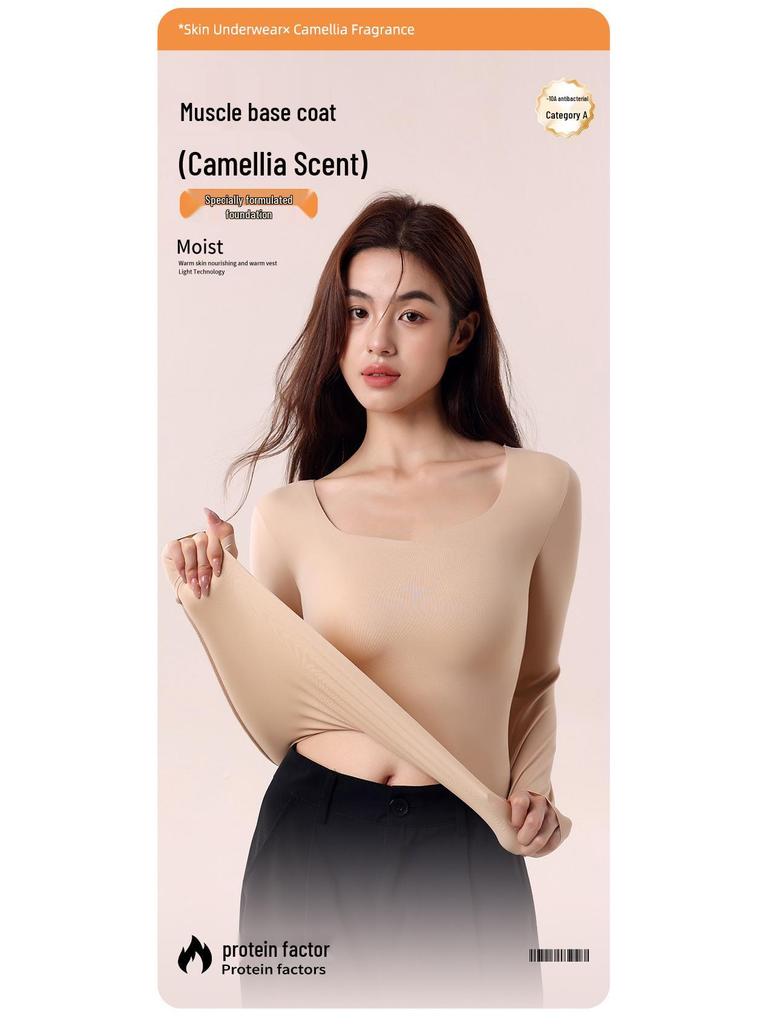 Damska antybakteryjna bielizna termiczna: Bluzka jesienna z długim rękawem, cienka, bez śladu, w dużym rozmiarze