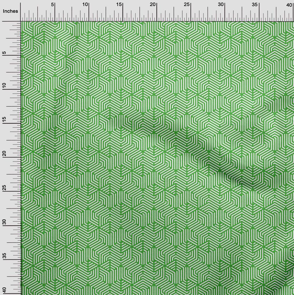 oneOone Georgette Viscose Green Fabric Geometric  Fabric For Sewing Printed Craft Fabric By The Yard 42 Inch