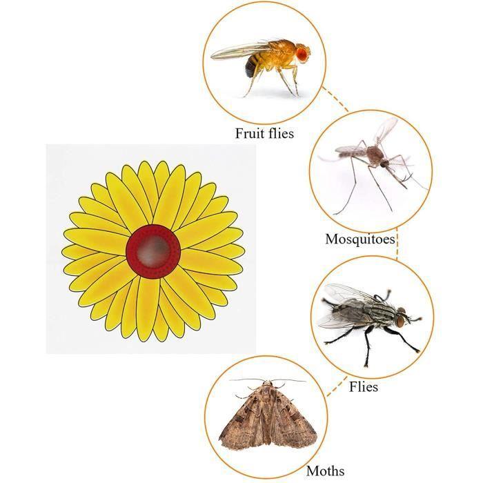 18 Piezas Adhesivo Trampa para Moscas de Ventana, Trampa para Insectos Estilo Girasol, Atrapamoscas Impermeable de Doble Cara