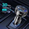 4 Port Car Charger Adapter Quick Charge Blue Light Power Adapter 35W/66W Car Phone Charger Fast Charging QC 3.0 Cell Phone Parts