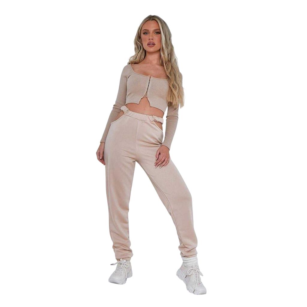 Missy Empire Womens/Ladies Rib Knit Cut Out Joggers