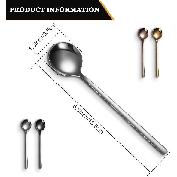 Patelai 4 Pieces Coffee Spoons Stainless Steel Espresso Spoons Frosted Handle Soup Tool for Coffee Sugar Soup Ice Cream Dessert Cake Supplies, 5.31