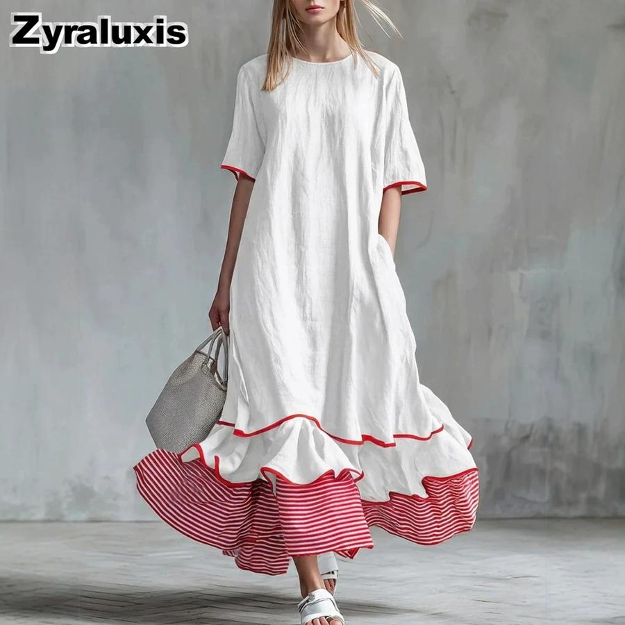 Women s Vacation Casual Short Sleeve Printed Dress S