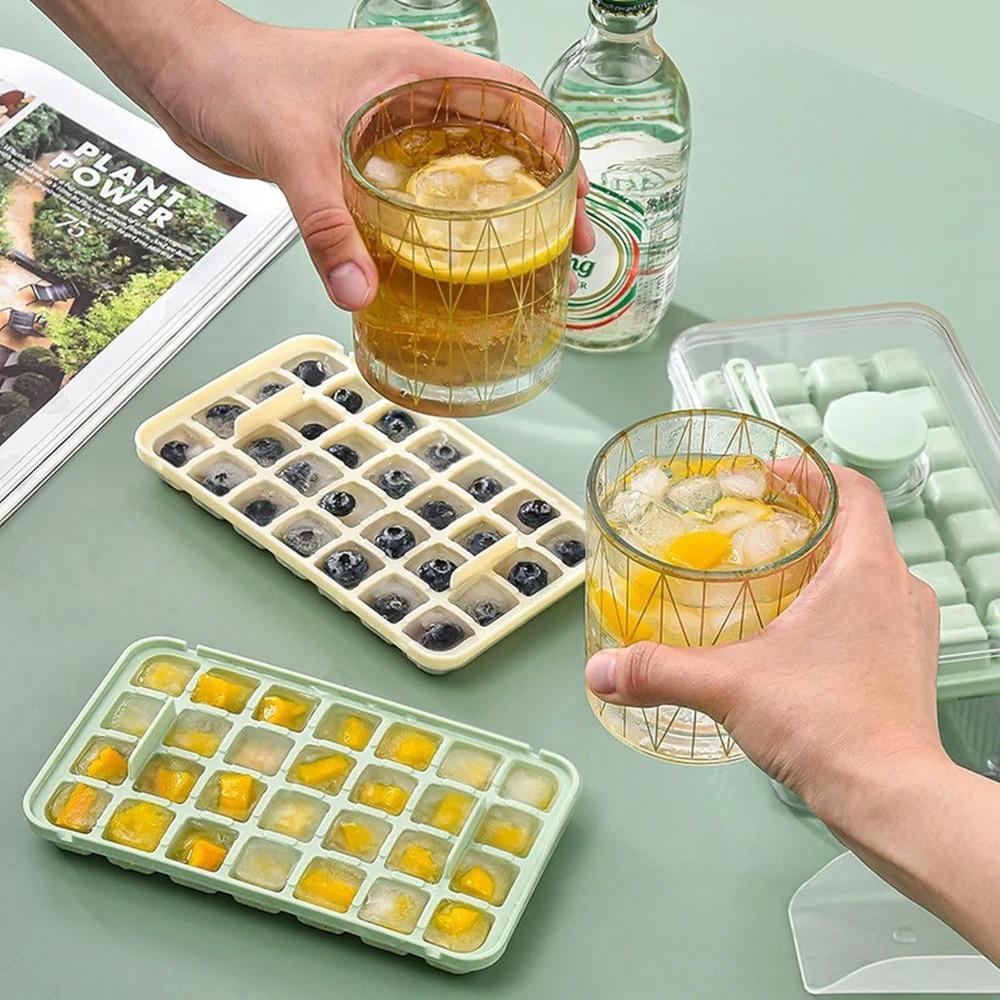 Press Type Ice Cube Tray With Storage Box Ice Maker Ice Box Ice Bucket Mould Fast Freeze Large Capacity For Beer Kitchen Gadget
