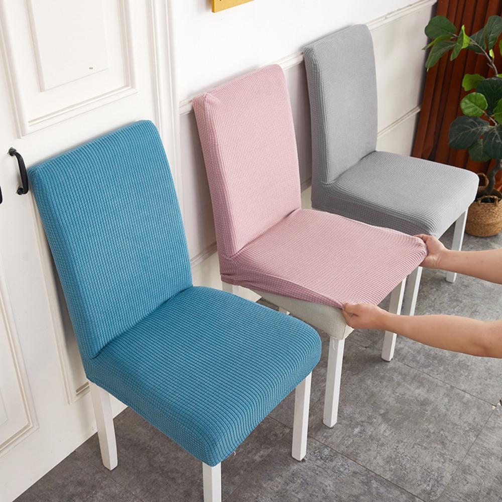 Plaid Fleece Thick Elastic Chair Covers for Hotel Restaurant Dining Stretchable Anti-Stain Seat Slipcovers
