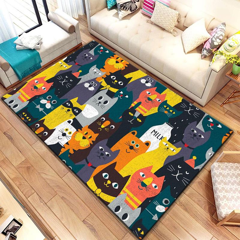 Teppich mit Cartoon-Spleißtieren, groß, Teppich für Wohnzimmer, Schlafzimmer, Sofa, Dekoration, Fußmatte, Küche, rutschfeste Bodenmatte, Picknick