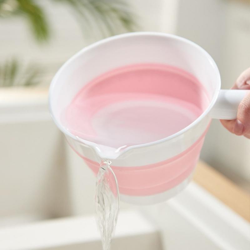 Water Scoop Collapsible Silicone Water Ladle With Antislip Handle Pour Spout For Kitchen Bathroom Camping Home Use