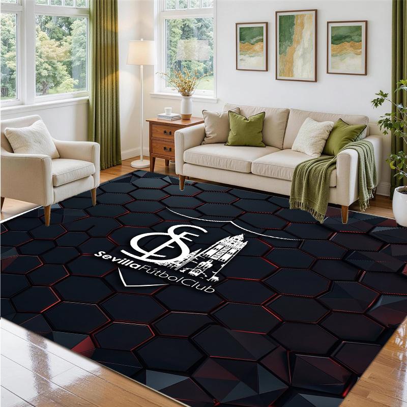 Sevilla FC Design Crystal Velvet Rug Soft Decorative Mat for Bedroom Entrance