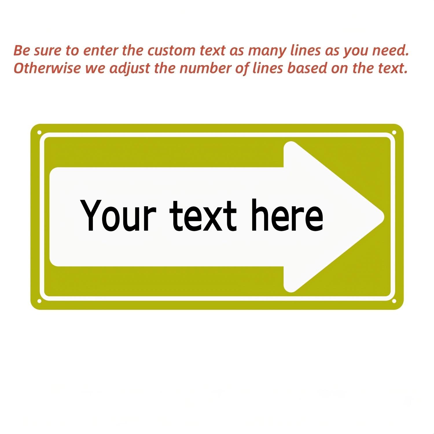Custom Text Olive Green Right Arrow Aluminum Sign Personalized Plaque Decor
