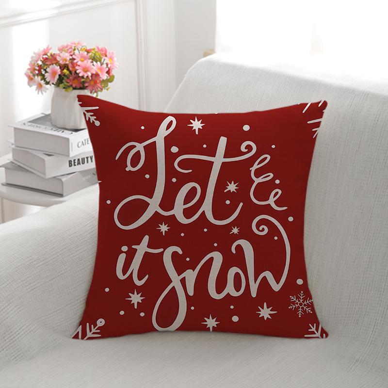Christmas Pillow Cover Linen Double-sided Printed Snowflake Decoration Sofa Pillow Cover Home Cushion Cover