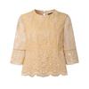 ZANZEA Women Casual Round Neck 3/4 Sleeve Loose Lace Patchwork Blouse