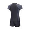 Li Ning Color Block Round Neck Pullover Short Sleeve Two Piece Swimsuit Women swimsuit Black Ink-Gray ASLT076-2