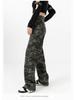 Dámské maskáčové cargo džíny s vysokým pasem - Hip hopový styl, široké nohavice, volný střih, plus size, plná délka.
