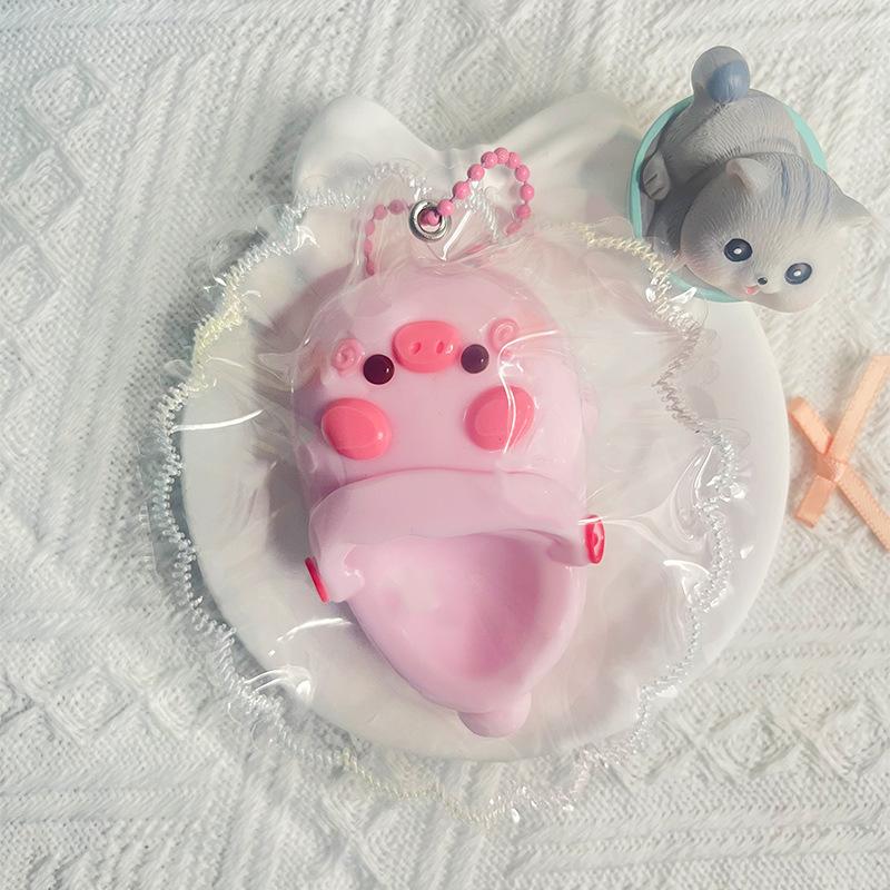 Creative Quirky Cute Squeezable Mini Puppy Bear Pig Slippers Silicone Taba Squishy Kids Toy Gift Girls Diy Bag Charm Blind Box