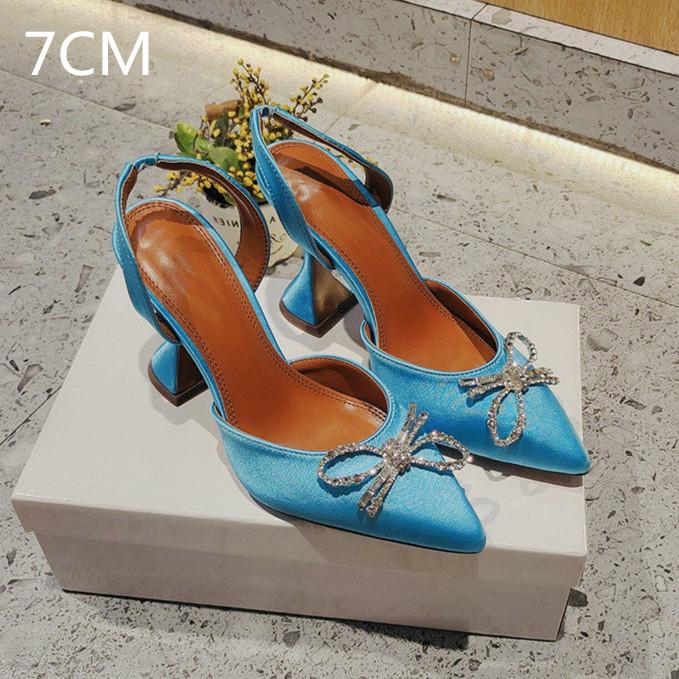 2025 Satin High Heels Women'S Bow Sexy Rhinestone Pointe Women'S Shoe Wine Glass Everything Stylish