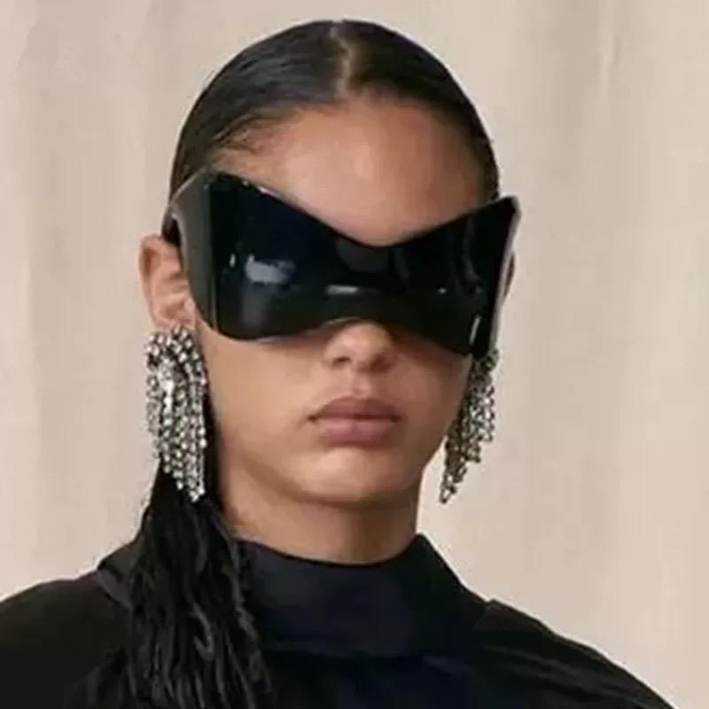 Y2K Designer Oversized Sunglasses Women Men Vintage Steampunk Luxury Sport Rimless Goggles UV400 Protection Trendy