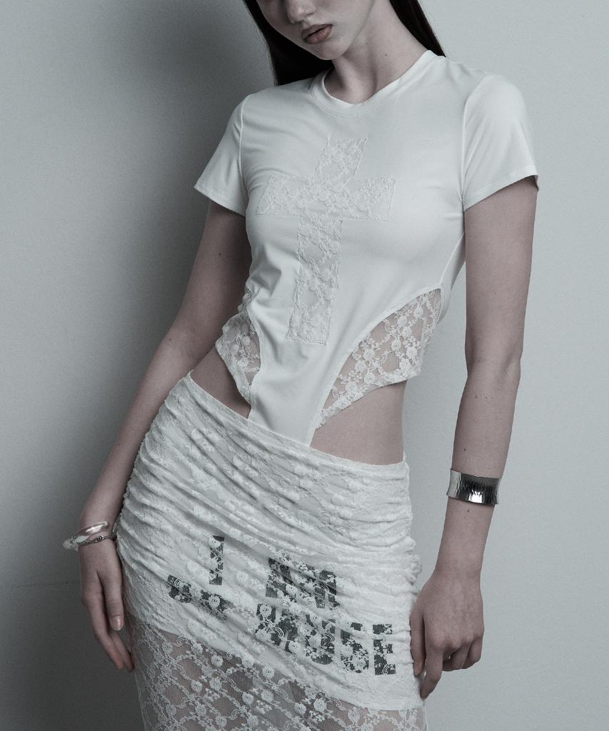 Ilio White Lace Mermaid Long Skirt