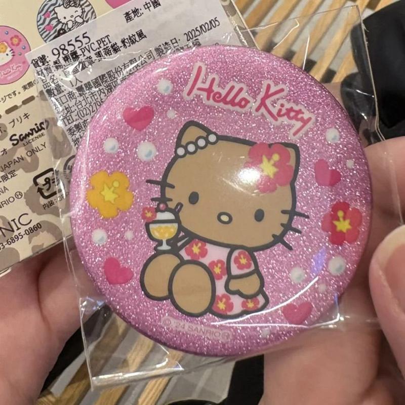 2Pcs Y2K Aesthetic Shiny Hello Kitty Badge Kawaii Zebra Pattern Hello Kitty Badge Backpack Decorations Friends Birthday Gift