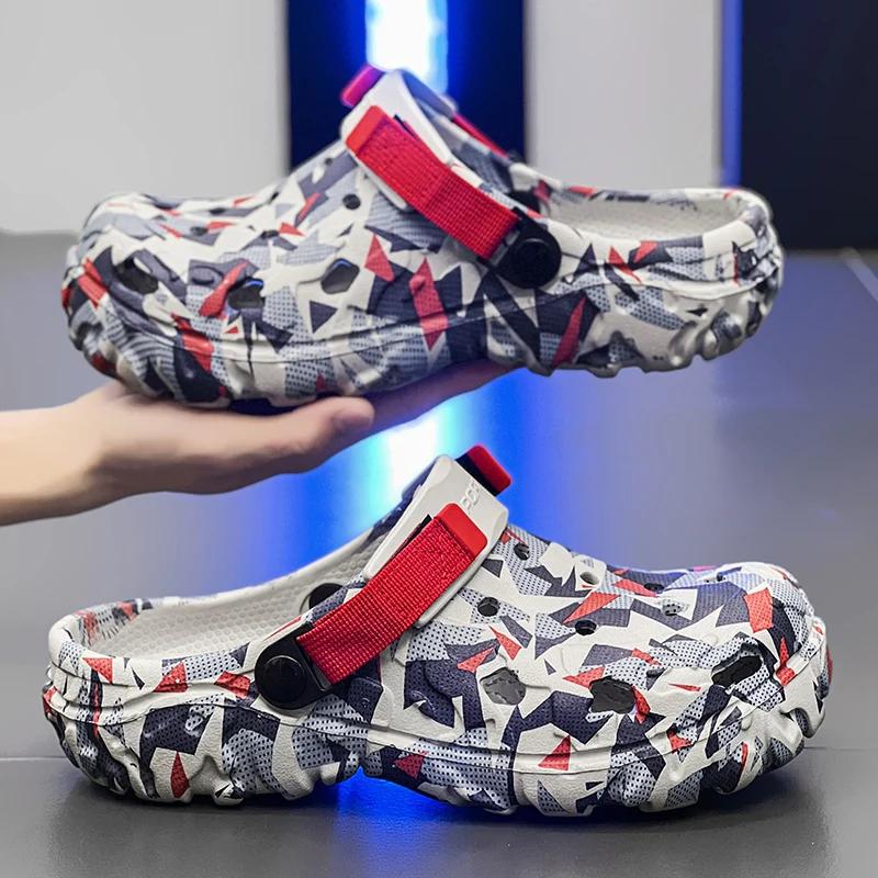 Nové pánské dřeváky, pantofle, sandály, pánské zahradní boty, ploché maskáčové sandály, pánské tenisky, venkovní žabky, domácí dřeváky