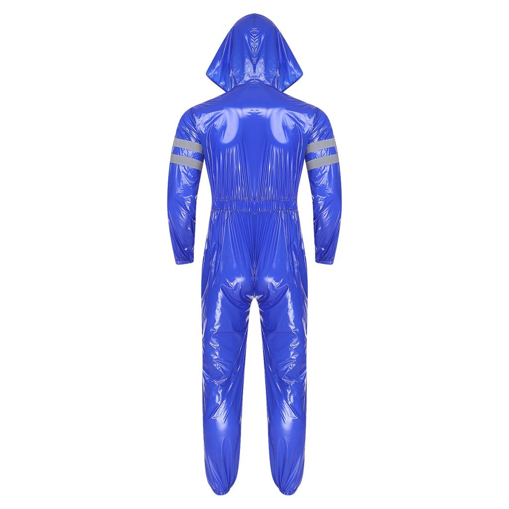Herren Hochsichtbare Reflektierende Overalls Wasserabweisend Reißverschluss vorne Langarm Elastische Taille Mit Kapuze Overall