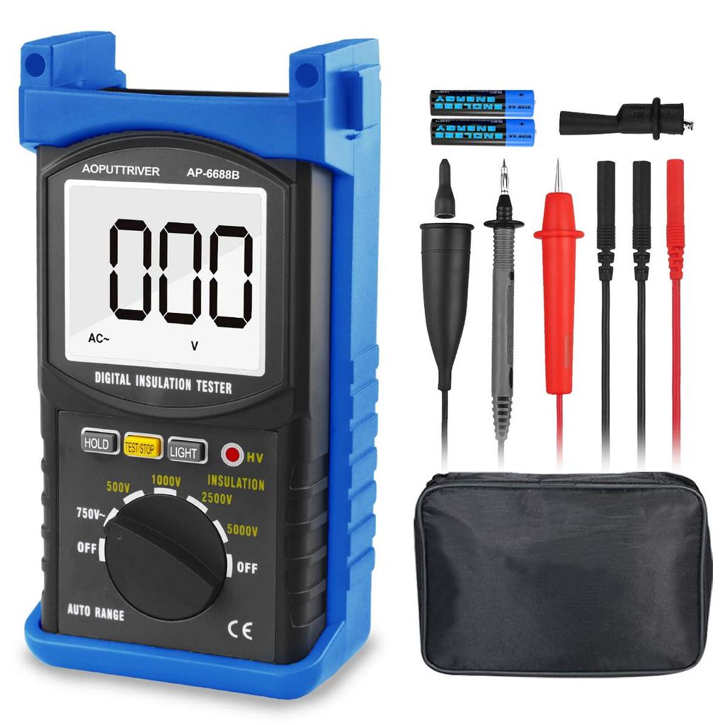 Digital Insulation Resistance Ground Resistance 1999 5000V Voltage 200G Ohm Insulation Resistance for Electrical Includes Japanese Instruction Manual