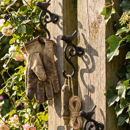 Rustikální Terasa Dekorativní Doplňky Vintage Železná Ptačí Klec Nástěnné Háčky, Kovový Ptačí Rostlinný Závěsný Koš Úložný pro Statek Venkovní Zahrada