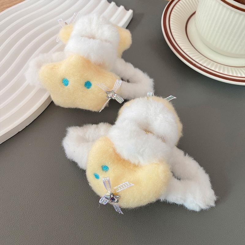1pc Cute Plush Star and Moon Hair Clip for Women, Autumn and Winter, Back of Head, Hair Clip, Shark Clip, Children's Head