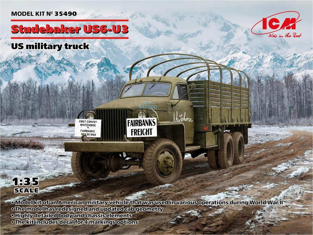 ICM American Studebaker Military Truck Plastic Model 35490 1/35 US6-U3