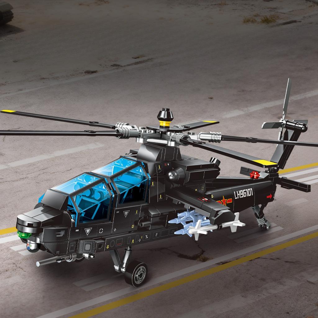 370 PEZZI Serie Militare Elicottero Armato Elicottero Z-21 Blocchi da Costruzione Assemblabili Giocattolo per Bambini SENZA SCATOLA