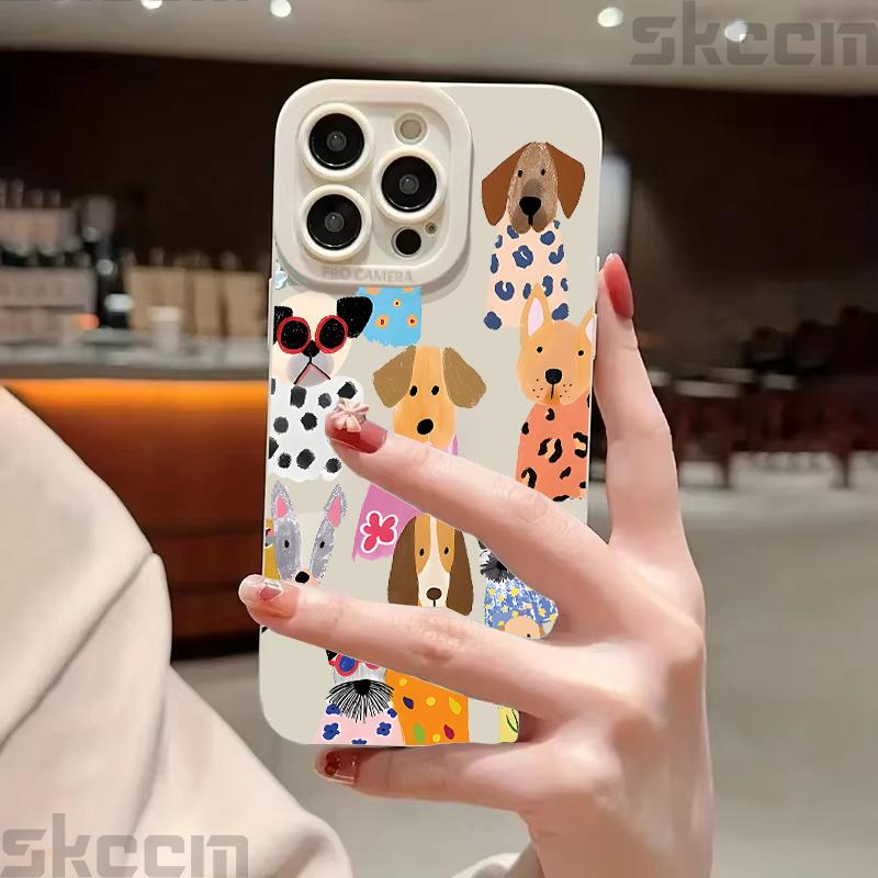 Funny Colorful Dog Pattern Design Phone Case For iPhone 17 16 15 14 Pro Max 12 11 13 Mini 17 Air XS X XR 7 8 Plus 16e Soft Cover