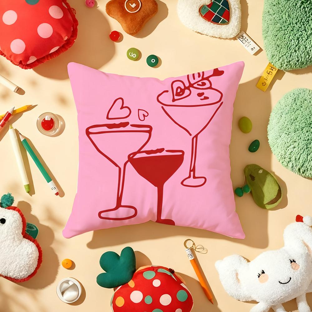 Food And Drinks Cushion Cover Soft Short Plush DoubleSided Printing Home Decor Machine Washable Pillow Case Gift