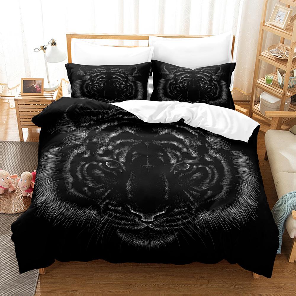 3D Digital Printing Three-Piece Set, Chinese Tiger Picture 3D Digital Printing Bedding Kit