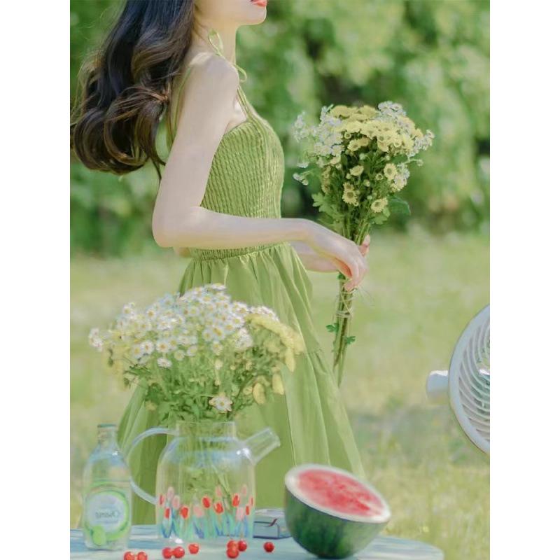 Mint Mambo Wind Grün Spaghettiträgerkleid für Damen - 2025 Sommer Strandurlaubsstil