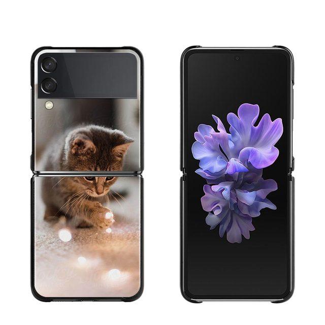 

Защитный чехол для телефона с милым котенком и котенком для Samsung Galaxy Z Flip3 5g, чехлы на заднюю панель для Samsung Z Flip Capa Black Shell Fundas For Samsung Z Flip