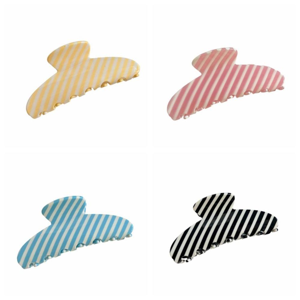 Fashion Korean Style Striped Hair Claw Large Geometry Acetate Claw Clip Crab Clip Headwear Acetic Acid Shark Clip Girls