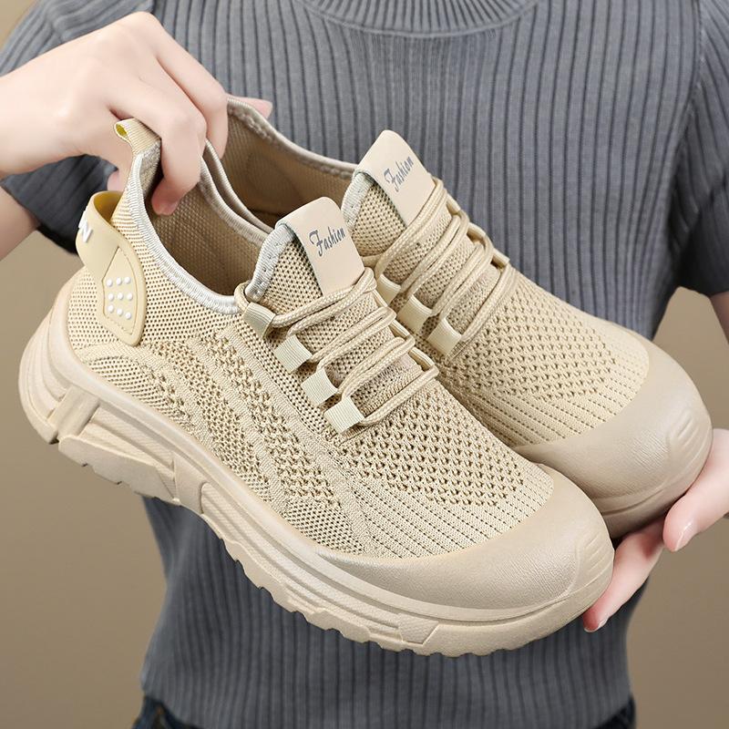 Women's Shoes Summer Sports Shoes Flying Woven Breathable Running Shoes Fashion Light Mouth Casual Shoes Soft Sole Comfortable Single Shoes 2025