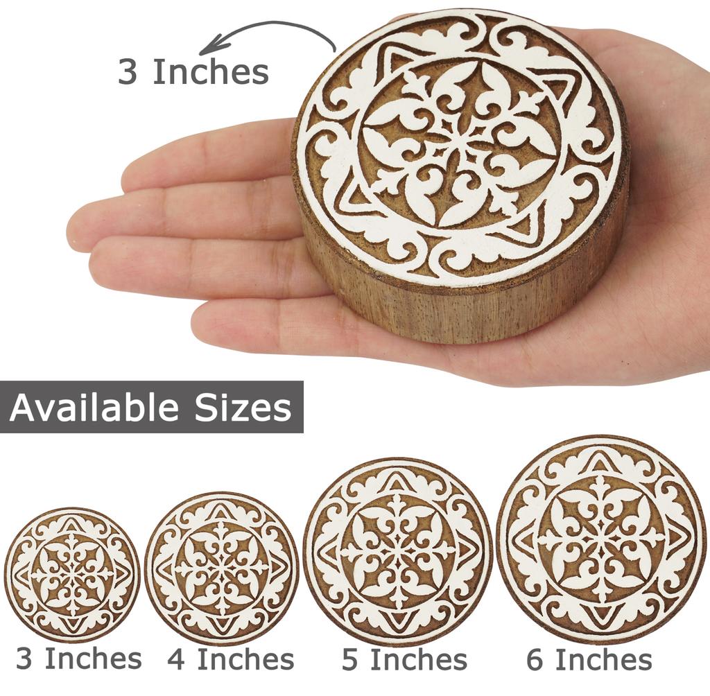 IBA Indianbeautifulart Textile Printing Block Mandala Hand Carved Wooden Stamp Wood Block Printing Textile Stamps For Fabric  Pottery Blocks-3