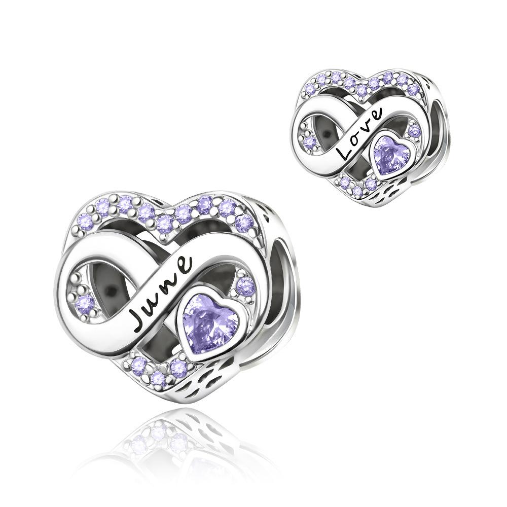 S925 Silver Zodiac Birthstone Fashion Heart Month DIY Beaded Jewelry Making Kit Accessories Set