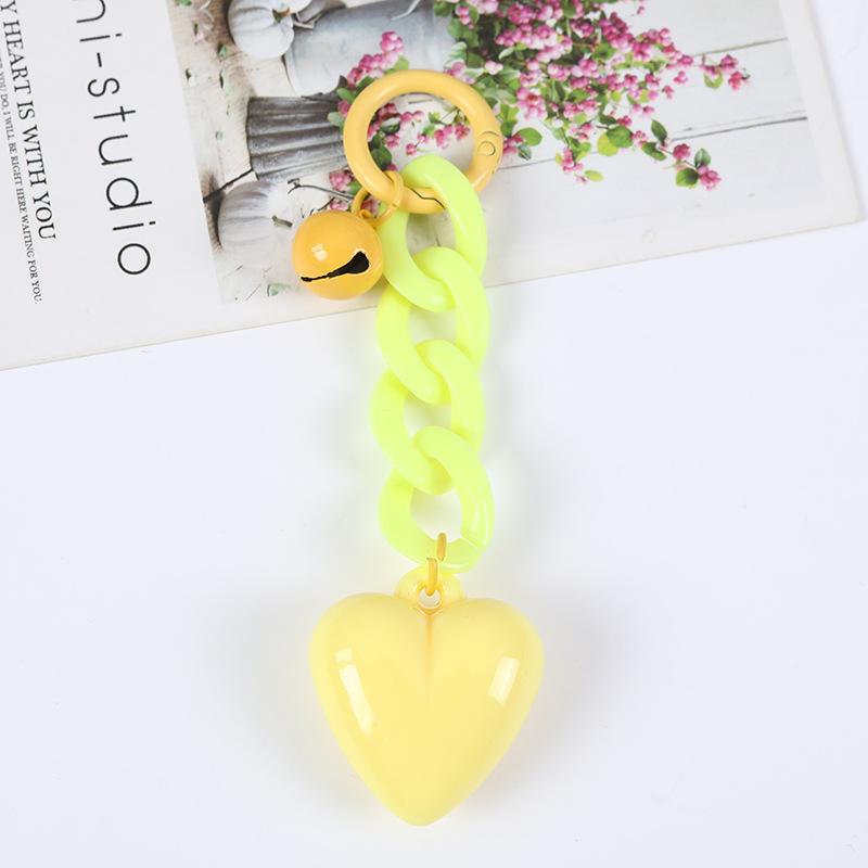 

Брелок в виде сердца ручной работы, акриловая пластиковая цепочка для ключей, брелок для ключей для женщин и девочек, сумка с подвеской, аксессуары, ключи от машины, ювелирные изделия, подарки жёлтый