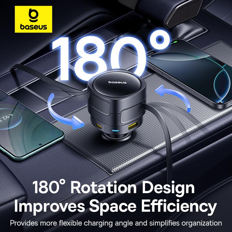 Baseus 90W USB Type-C Car Charger Dual Retractable Cable PD QC SCP AFC PPS Fast Charging For Tablet iPhone Samsung Huawei Xiaomi