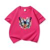 Kids Cotton T Shirt Colorful Floral Watercolor Butterfly Print Crew Neck Short Sleeve Tee Casual Boys Girls Summer Tops